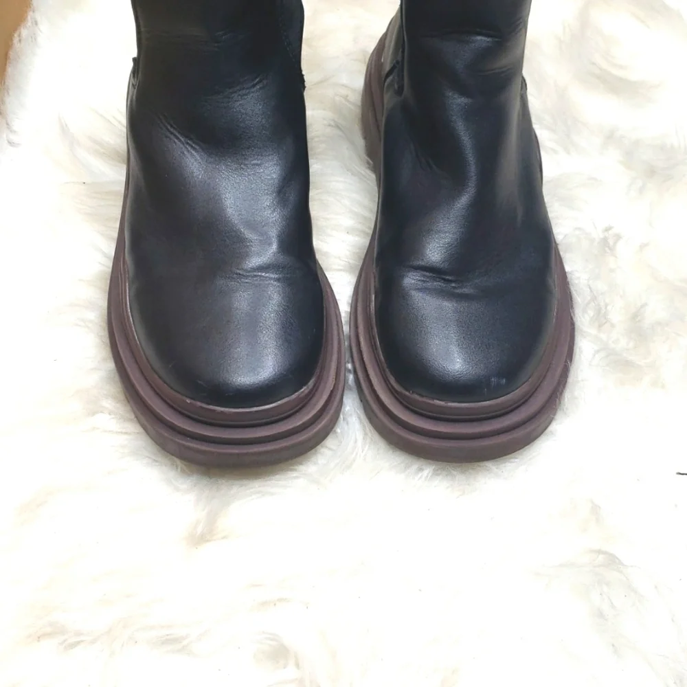 Dolls Kill Public Desire CHERRY BLACK CHUNKY SOLE CHELSEA ANKLE BOOTS 6